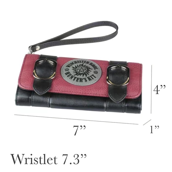 Supernatural Black and Maroon Pentagram Clutch Wallet Wristlet - Picture 15 of 15